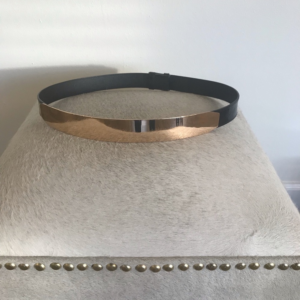 Black and gold metal belt